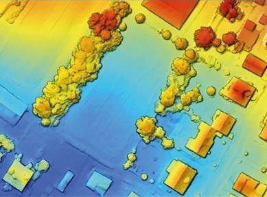 Modèle numérique de surface en fausses couleurs